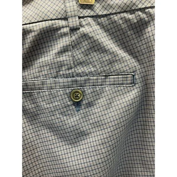 Brooks Brothers slacks Pants Mens 38x30 Clark Blue micro Plaid Stretch Career